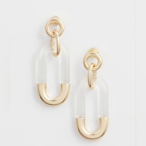 Chicos Lucite and Gold Link Earrings